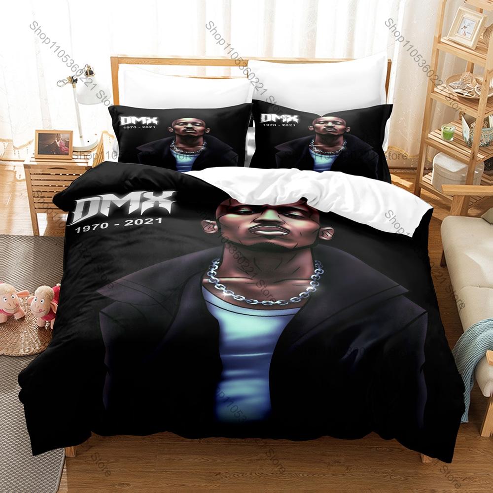 RIP DMX Duvet Cover + 2 Pillowcases, Hip Hop Legend Memorial Print Bedding Set Fans Unique Memorial Design Bedroom Bedding Set