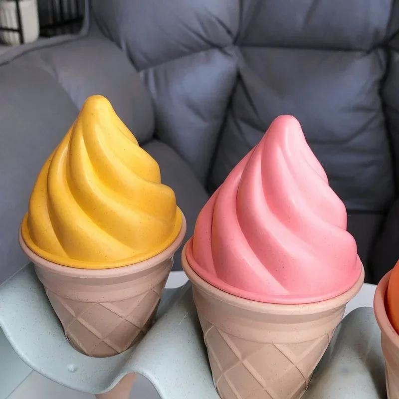 Non-Toxic Kids Pretend Play Toy Wheat Straw Material Ice Cream Toy Kitchen Digging Tools Environment Nordic Style Outdoor Play