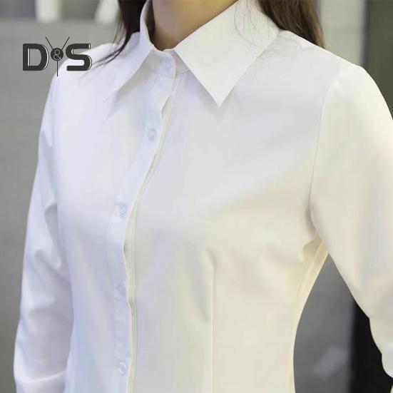 Women Shirt Lapel Short Sleeve Buttons Placket Shirt Tops Solid Color Slim Fit Office Business Shirt Workwear