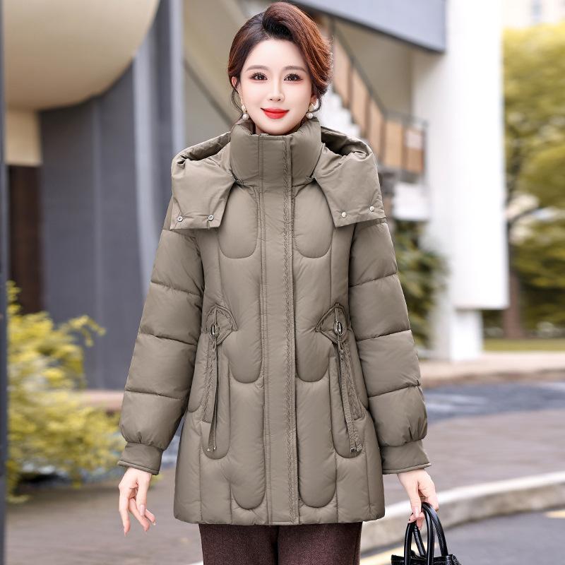 Winter foreign style age-reducing padded jacket versatile loose padded jacket women's middle-aged fashion thickened medium and long women's padded ja