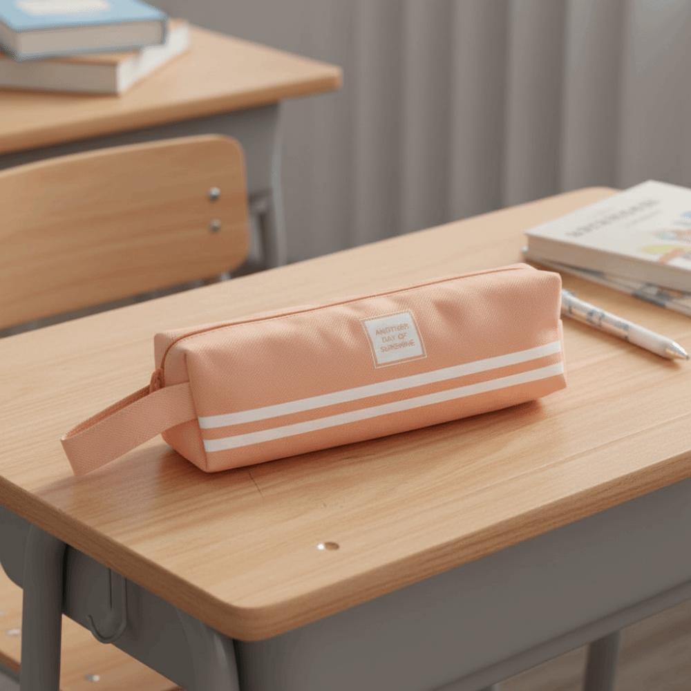 Portable Pen Bag Solid Color Stationery Organizer Large Capacity Pencil Case School