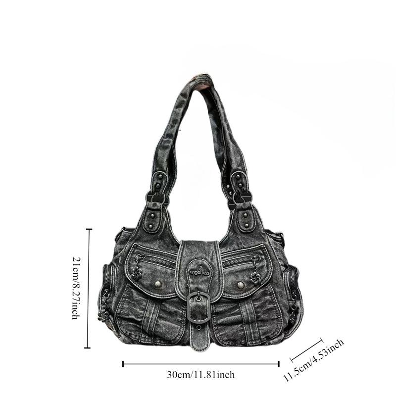 Ladies Vintage Maillard Denim Tote Bag Large Capacity Babes Tote Bag