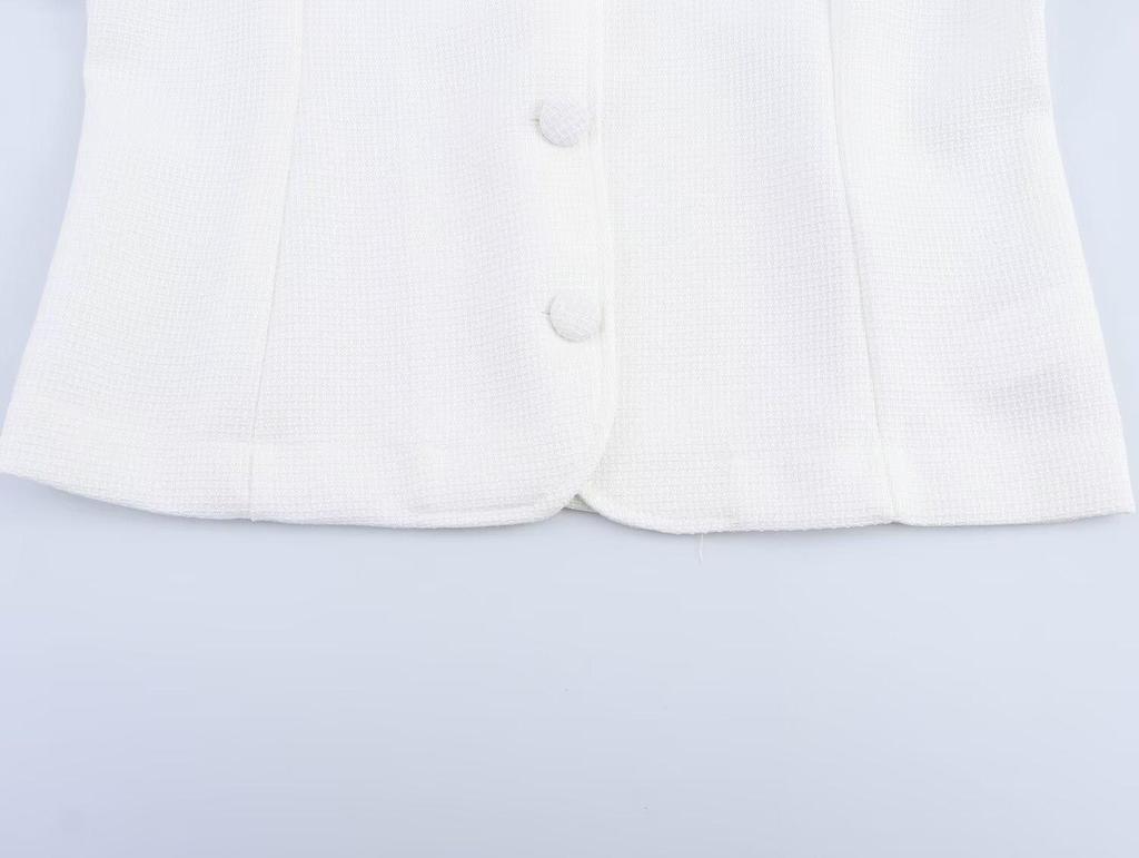 2025 Spring Women's European & American Style Casual Single-Breasted White Blazer