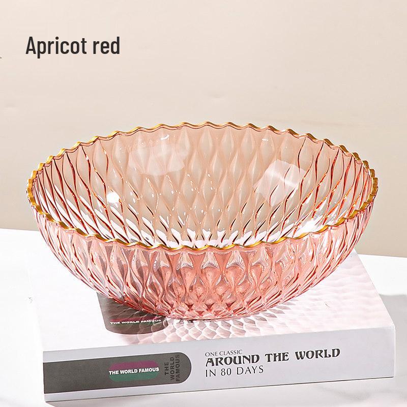 Elegant Gold-Rimmed Wavy Plastic Fruit Bowl