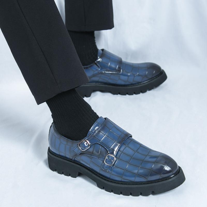 Fashion Korean Style Men Thick Soled Casual Leather Loafers Shoes Height Increase Formal Dress Slip On Shoes for Business Office