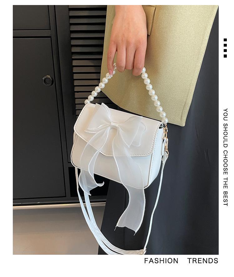 Versatile Bow Design Textured Underarm & Crossbody Bag