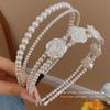 2-Pack Double-Layer Pearl Rose Headband, French Romantic Style, Suitable for Bridal Look / Date Outfit / Daily Commute