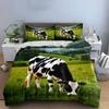 Black and White Cow on Meadow Bedding Duvet Cover Set Duvet Cover Pillowcases  (1*Duvet Cover 2*Pillowcases, without duvet insert)