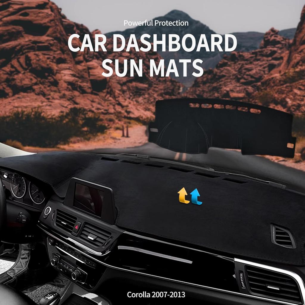 2007-2013 Toyota Corolla Trument Panel Mat, Trument Panel Covered With Carpet Anti-Slip Trument Panel Covered With Sun Glare UV Protector Black