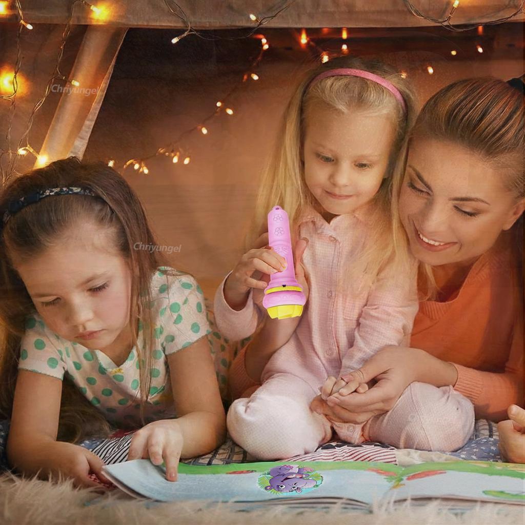 Projector Flashlight For Kids 10 Cards 80 Patterns Bedtime Toys Cartoon Light Educational Toy Gift For Toddler Boys Girls Gifts