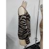 Women's Spring, Autumn and Winter Models Zebra Print Strapless Collar Long-sleeved T-shirt Tops