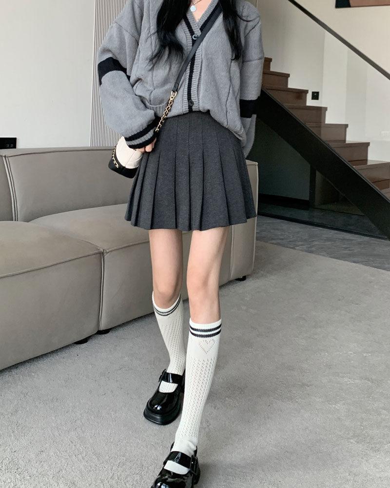 Women s Plus Size Woolen A-Line Pleated Skirt in Khaki - High Waist, Short Length for Spring and Autumn 5XL