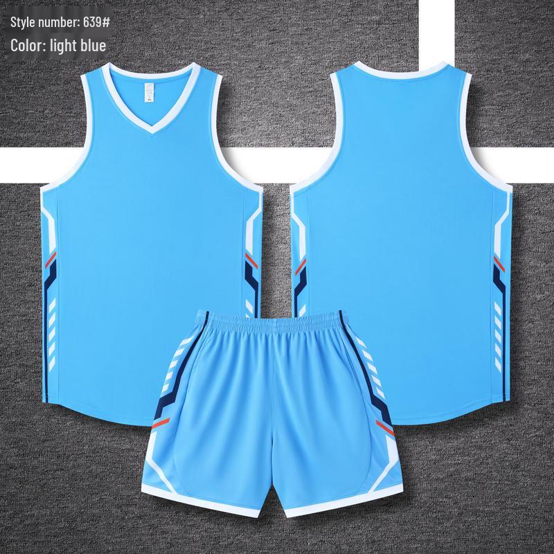 

Quick-Dry Breathable Basketball Jersey Set for Adults & Kids 6XL світло-синій колір