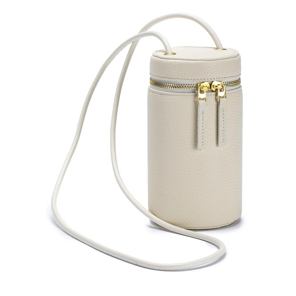 Women's genuine leather niche crossbody bag  high-end bucket bag  first layer cowhide  mobile phone cylinder