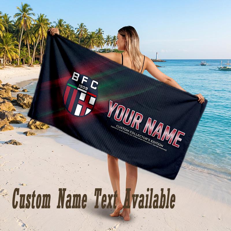 Bologna FC Design Beach Towel Custom Text Large Towel for Beach Vacation