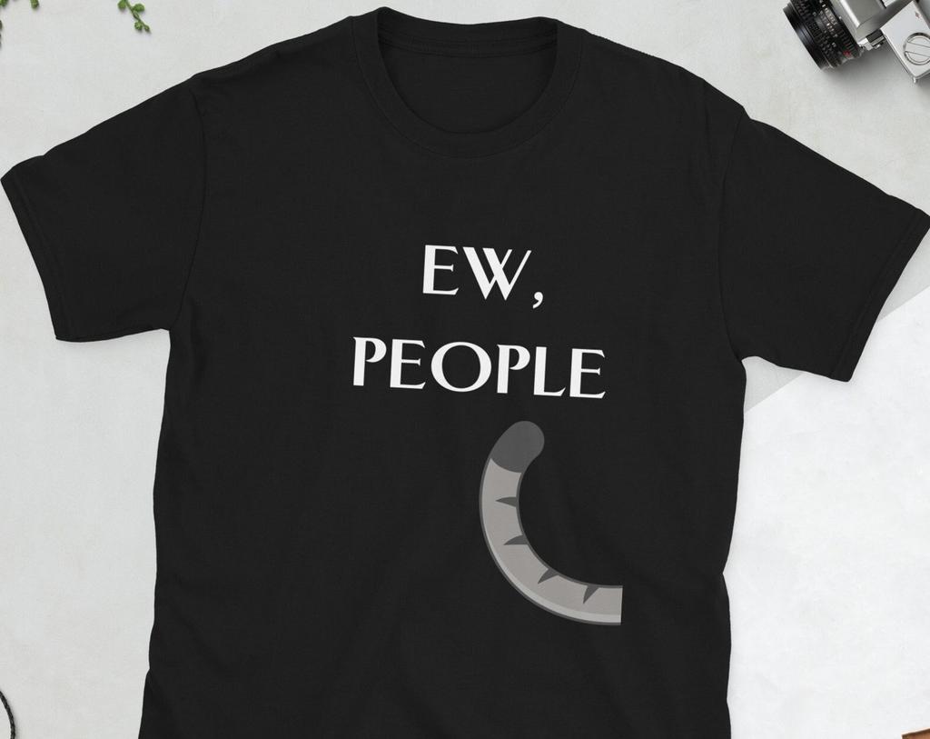 Ew People Cat Tail T-Shirt, Funny Sarcastic Introvert Tee