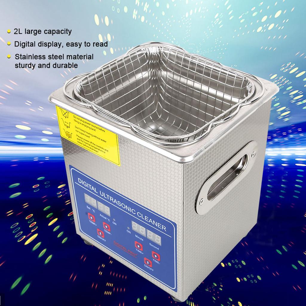 2L Stainless Steel Digital Ultrasonic Cleaning Machine Ultrasonic Bath Heater Timer