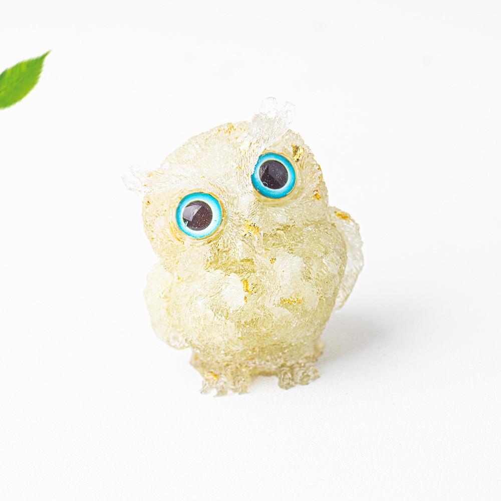 Figurine Hibou en Résine Cristal Pour Décoration Maison Bureau Cadeau Pour Amis Et Famille