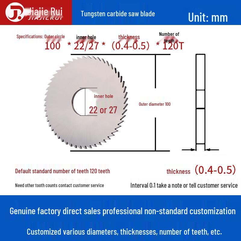 Tungsten Carbide Circular Saw Blade Milling Cutter for Slotting - Outer Diameters: 20/30/40/60/80/100