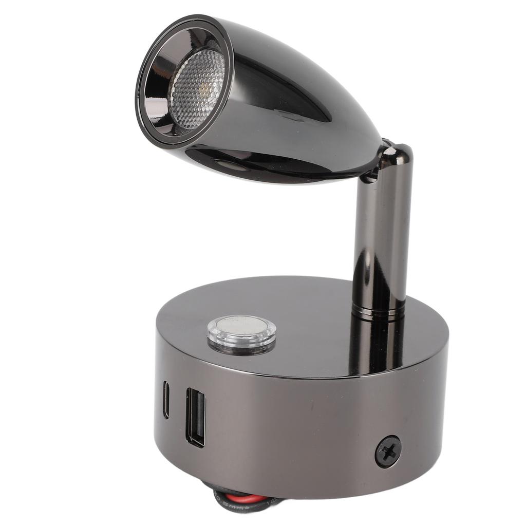 RV Reading Lamp USB Port Matte 3 Color Temperature Dimmable Touch RV Reading Wall Sconce 12‑24V