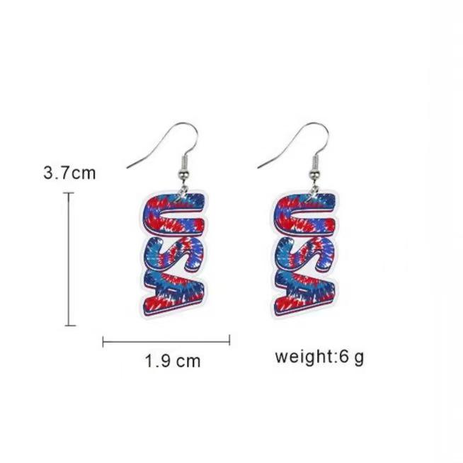 European Handmade USA Independence Day Earrings with Butterfly, Unicorn, Smiley Face, Star, and Woman Head Designs