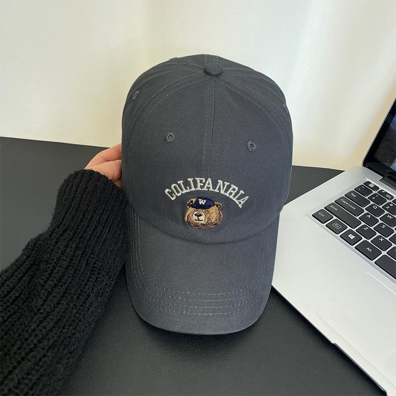 Cute Bear Baseball Cap Male Big Head Circumference Student Versatile Cap Spring and Summer Face Small Sun Protection Visor