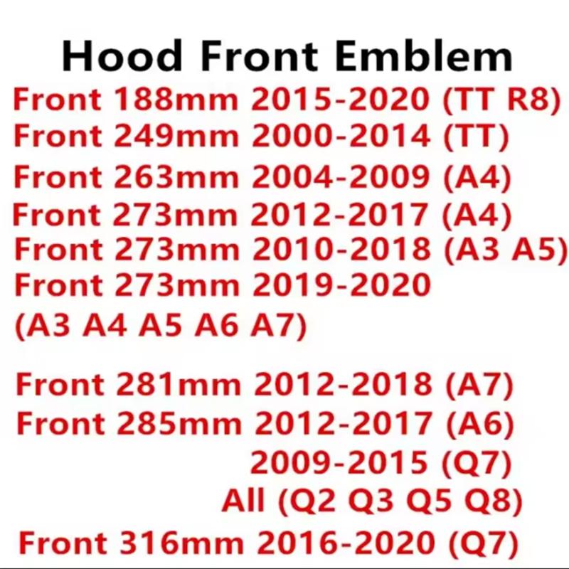 Q24 Ring Logo Car Hood Front Bonnet Grill Rear Trunk Emblem Badge Sticker Decal Accessories For a2 A3 A4 A5 A6 A7 Q2 Q3 Q5 Q8 TT