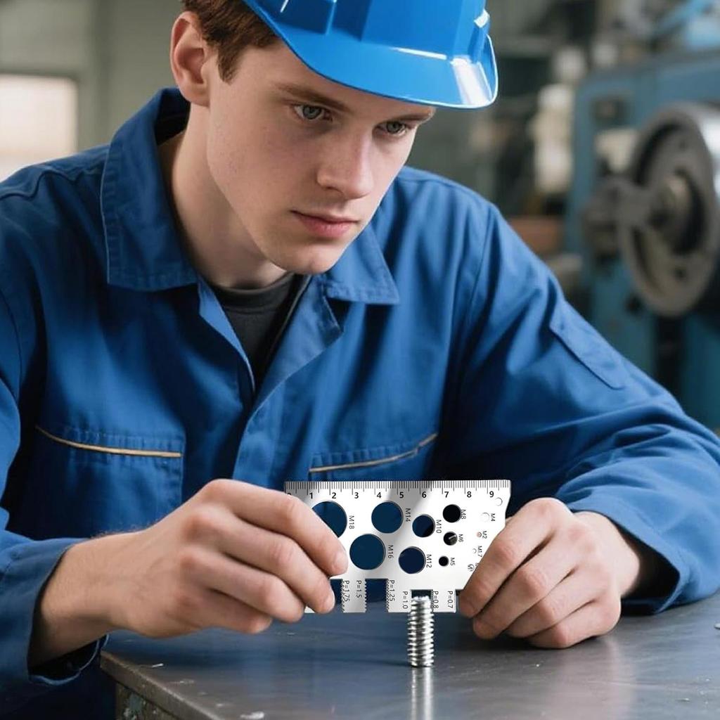 Screw Size Gauge Screw Measuring Tool Accurate Thread Gauge Ruler for Industrial Mechanical Engineering Plumbing Woodworking