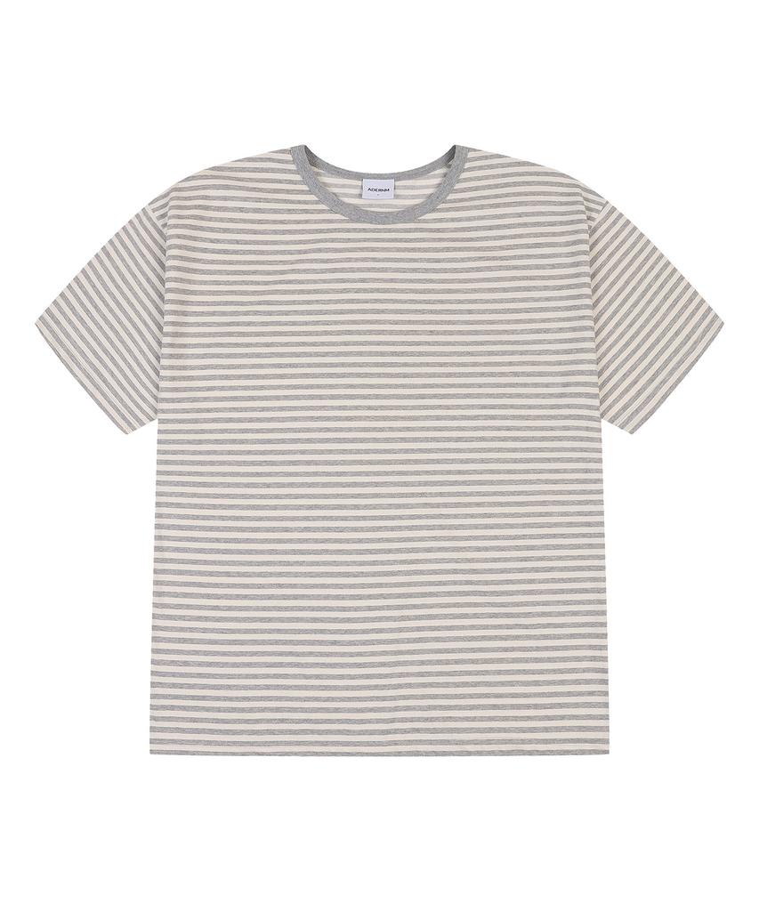 ADERNM Adm Pigment Stripe T-Shirts (White/Gray)