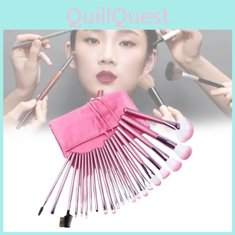 Make-up Pinselset 22tlg. Mit Tragbarer Rosa Pinselrolle Zum Verblenden Und Für Detailarbeiten