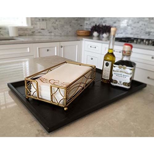 Chez JuJu Antique Gold Elegant and Sturdy Guest Napkin Holder | Premium Disposable Paper Hand Towel Storage Tray Caddy | Classic Brass Vintage Bronze