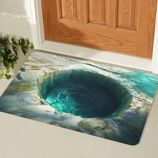 3D Optical Illusion Rug Non-Slip Visual Trap Floor Mat Bottomless Pit Visual Illusion Doormat