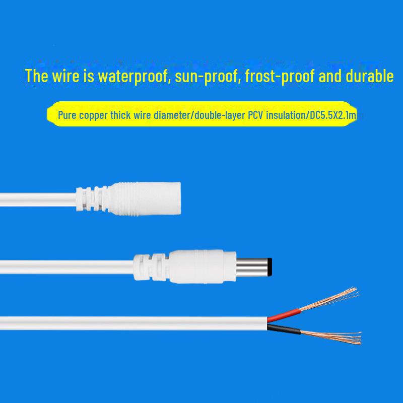 Câble d'extension d'alimentation 12V CC 5,5x2,1 mm mâle-femelle entièrement en cuivre pour caméra de surveillance solaire