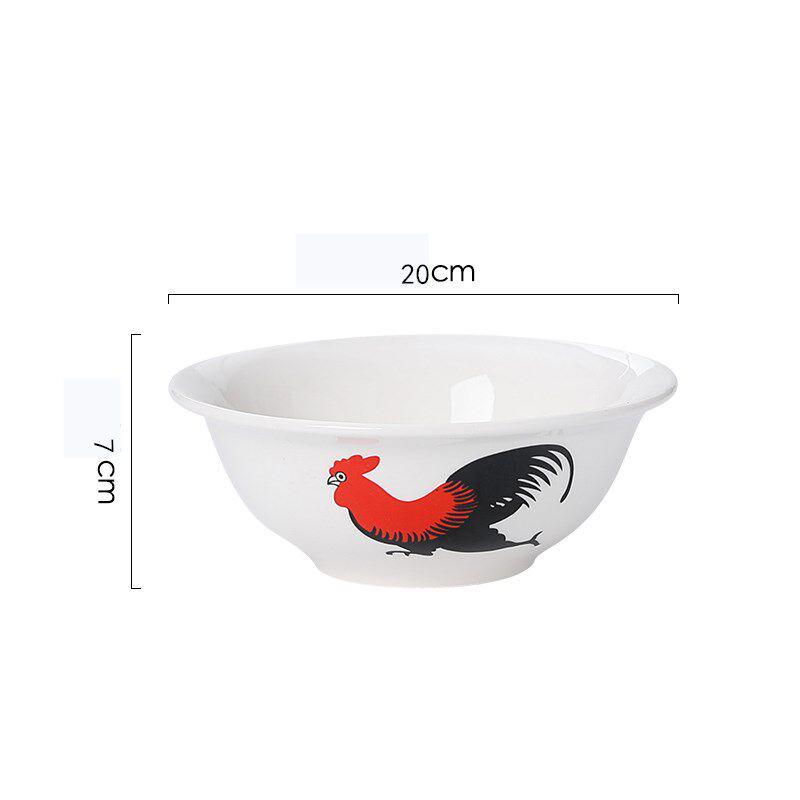 Nostalgic Retro Ceramic Rooster Bowl - Large Soup, Noodle, or Rice Bowl for Restaurants & Farmhouse Tableware.