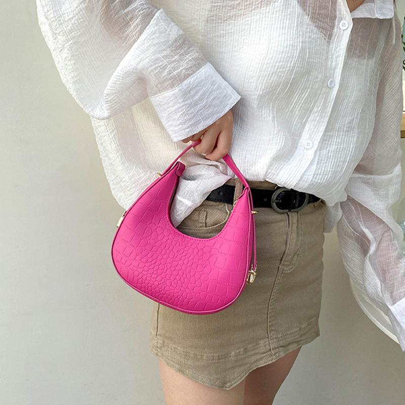 Yogodlns Aligator Half--moon Shoulder Bag for Women Fashion Underarm Bag Design Ladies Armpit Bag