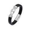 Men's High-Grade Stainless Steel Bracelet Punk Religious 8-Character Buckle Leather Popular New Cross-Border Charm Jewelry Gifts