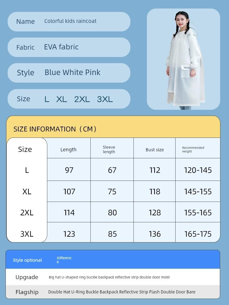 Kids Raincoat Boys Girl High School Primary School Student Boys and Girls for School Long Full Body Youth Poncho