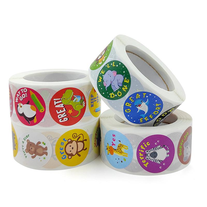 500sheets/roll Children Stickers Rolling Animal Roll Stickers Small Cute Game Sticker Kids DIY Gift Sealing Label Decoration TMZ