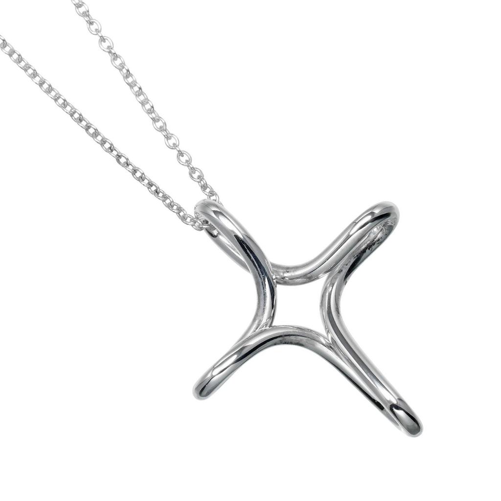 TIFFANY&Co. Open Cross Necklace Silver925 3.28g Women Used