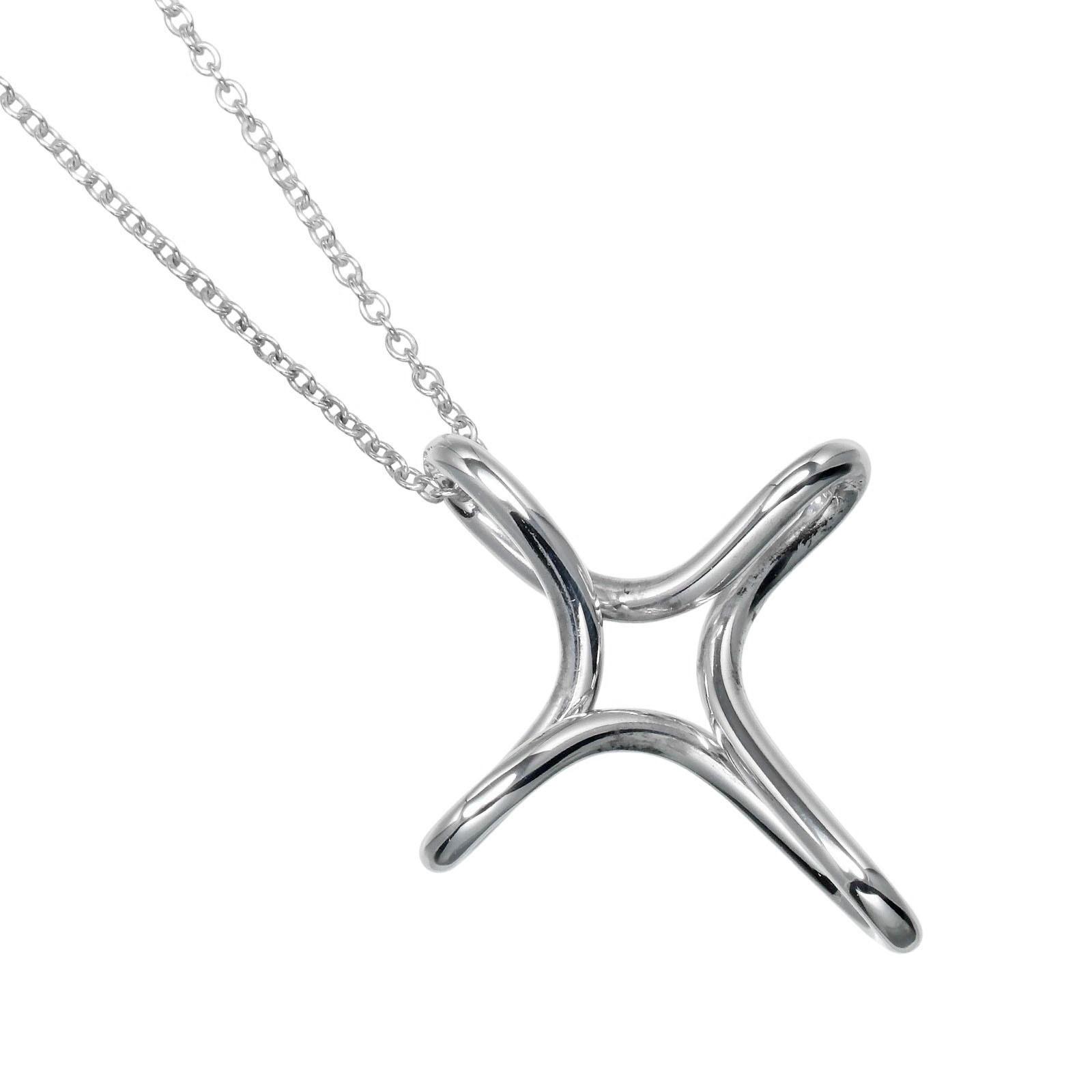 

TIFFANY&Co. Open cross Necklace Silver925 3.28g Women Used