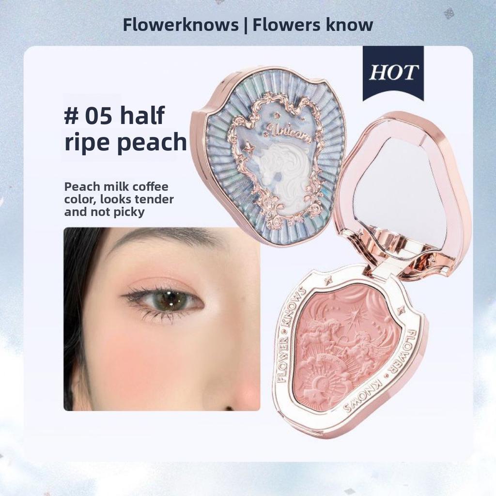 FlowerKnow Unicorn Strawberry Rococo Embossed Blush & Contouring Palette, Highlighter & Multi-Use Cream Blush