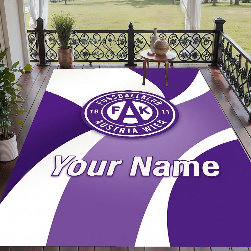 Custom Text Printed Rug Austria Wien FC Non Slip Floor Carpet For Home Room Decor