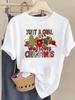 (Asian Size) printing truck trend Women Fashion Festival New Year T Shirt Christmas Clothing Tee Top Print Woman Short Sleeve Graphic T-shirts