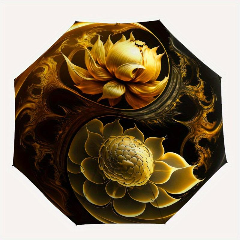 Lotus Yin Yang themed Eight rib Automatic Folding Umbrella Is Suitable for Both Men and Women, Making It A Perfect Christmas and Valentine's