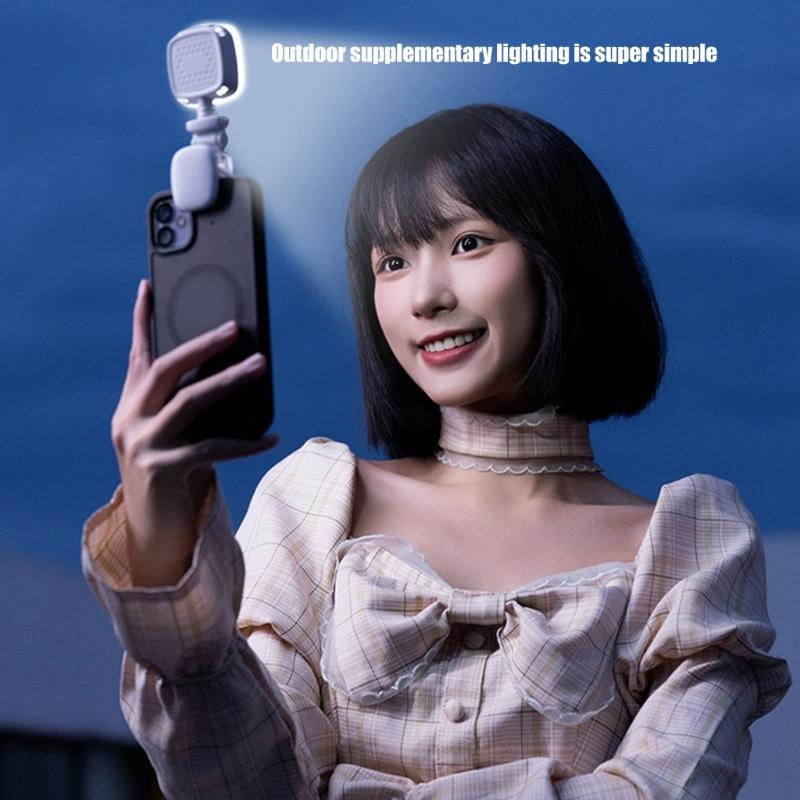 Phone Light with Clip 2700-6500K Type C Rechargeable Selfie Light Multifunction Clip Fill Light for Photography Portable