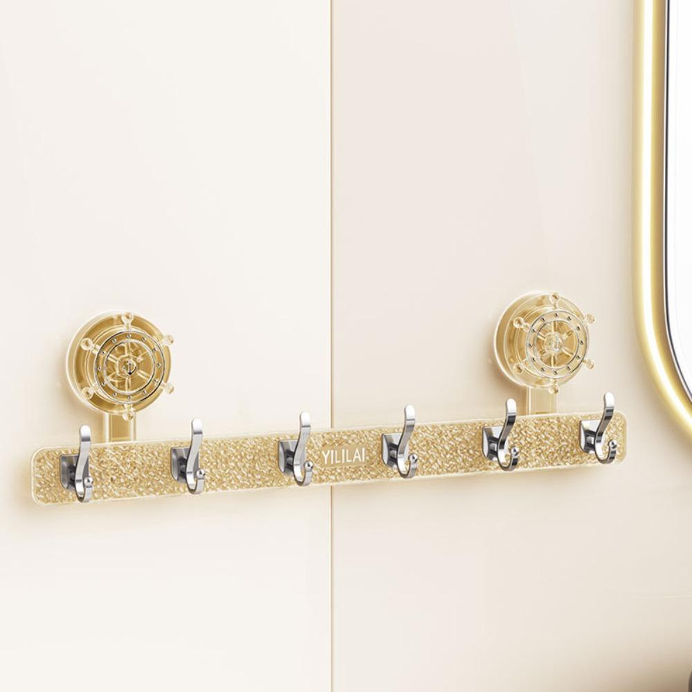 6 Hooks Rotating Suction Cup Rudder Hook Punch-Free Utensils Storage Row Hook  Kitchens