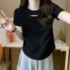 Hohl kurzärmeliges T-Shirt Damen Sommer Neu Dünn Spice Girl Design Sinn Student Schlankes Unterteil Oberteil Ins Trend