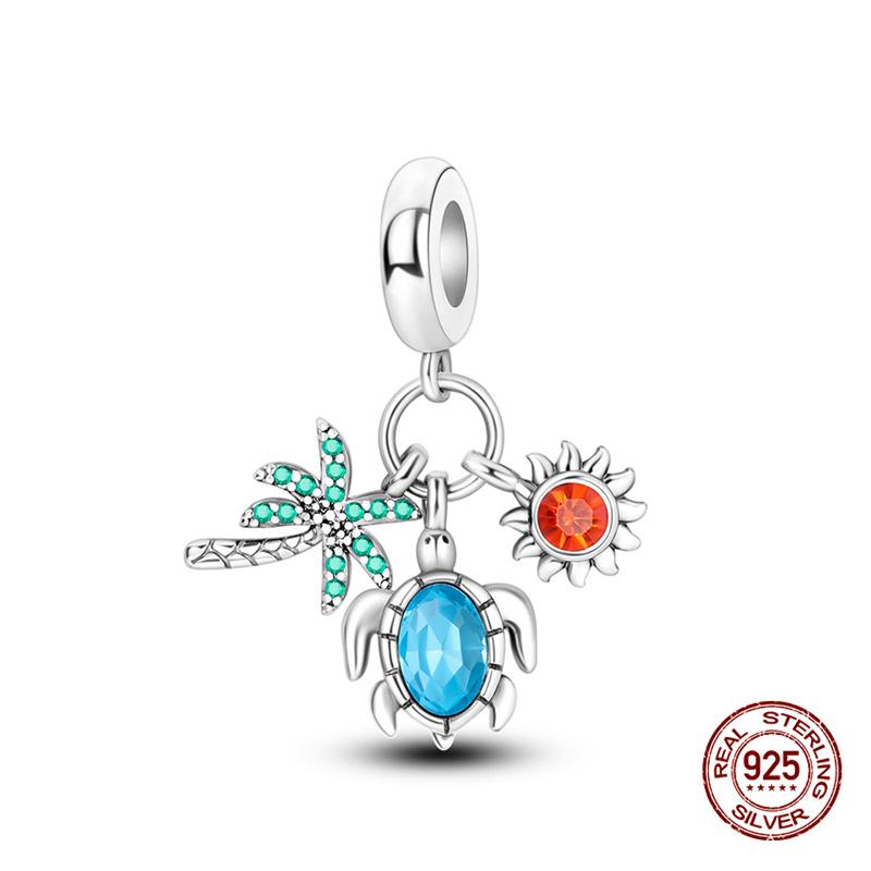 New In Original Charm Copper Ocean Series Sea Turtles Charms Beads Fit 3Mm Original Bracelet For Women Diy Fine Jewelry Gift