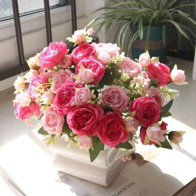 Artificial Material Artificial Rose Flowers Peony Shape Vases Decoration High Quality Flowers Wedding Arch Festival Decoration