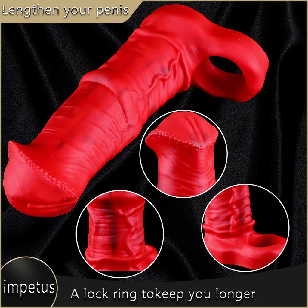 Hollow Horse Dildo Penis Sleeve Soft Silicone Dick Enlargement Extender Delay Ejaculation Cock Sleeve Men Sex Toy